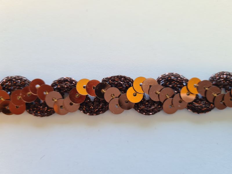 Paillettenband auf Zackenlitze 16mm Braun