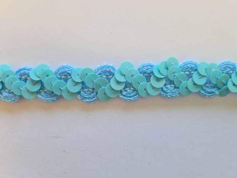 Paillettenband auf Zackenlitze 16mm Hellblau