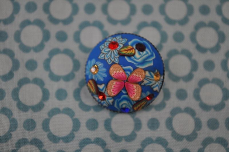 Knopf Blume metall 3d Blau