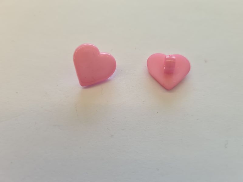 Knopf Herz mit Öse 1,5cm Rosa 2