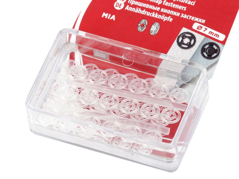 Drückknöpfe Transparent 7mm 24stk