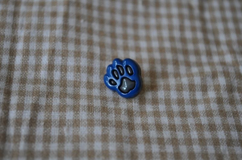 Knopf Pfote blau/grau