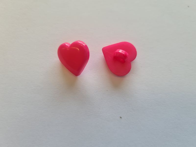 Knopf Herz mit Öse 1,5cm Pink 3