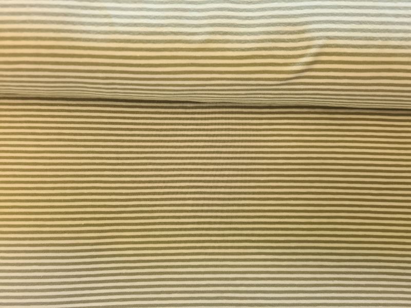 Jersey 2mm Streifen weiß/hell Oliv