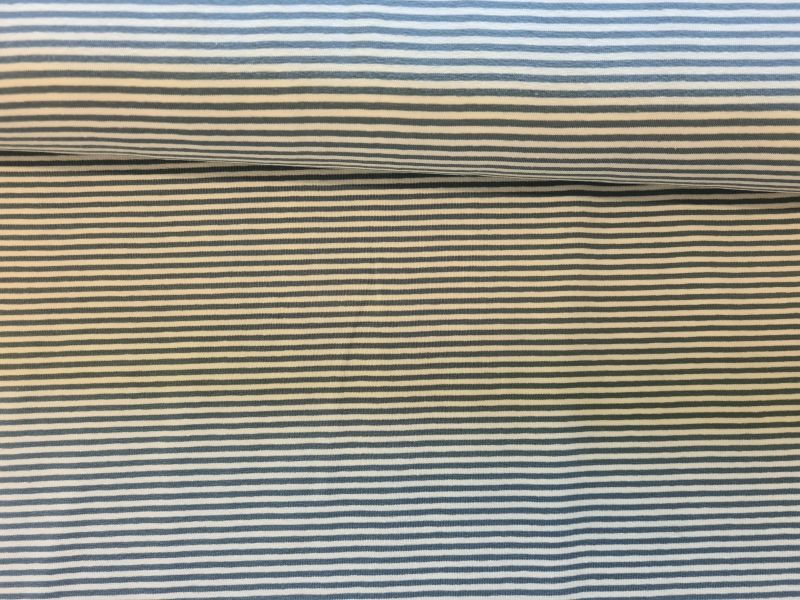 Jersey 2mm Streifen weiß/Blau