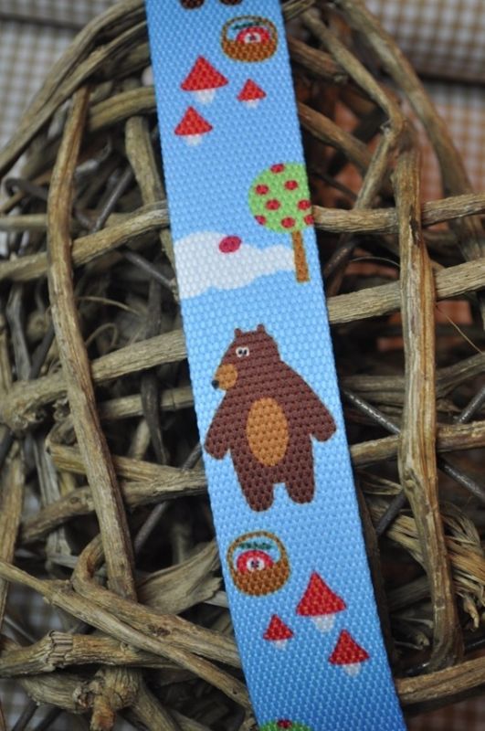 Gurtband Bär hellblau 30mm