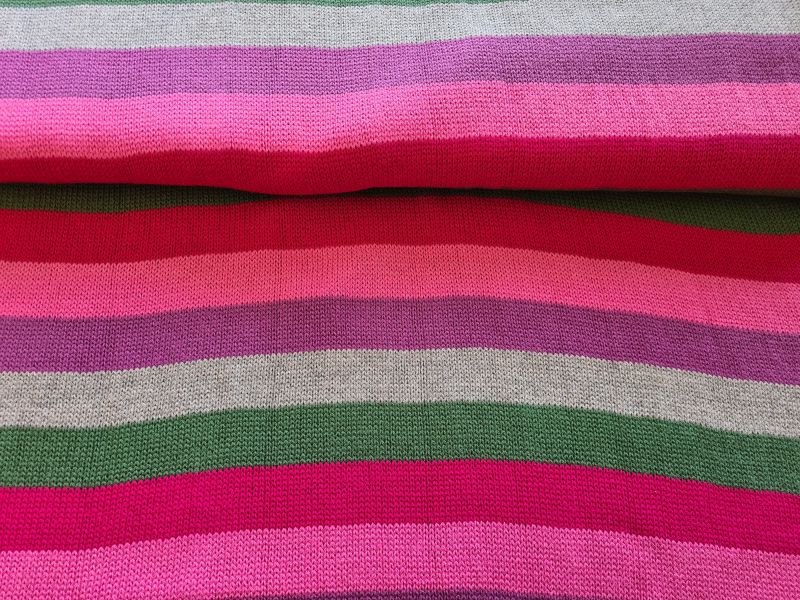 Baumwoll Strick Streifen 2,5cm Rosa Pink Grün Grau Lila