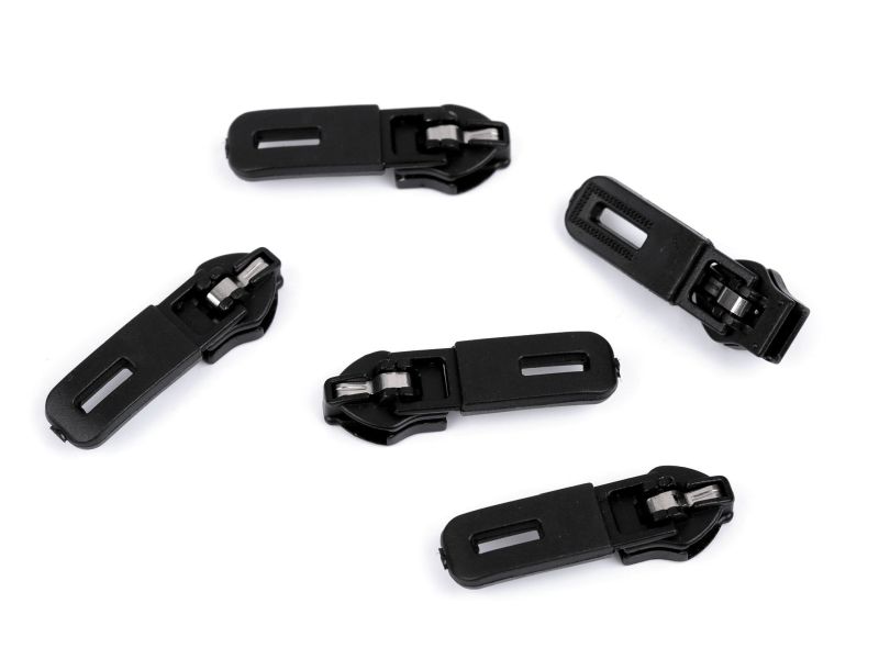 Zipper/Schieber 5 mm fein Wasserfest Hematit/Schwarz