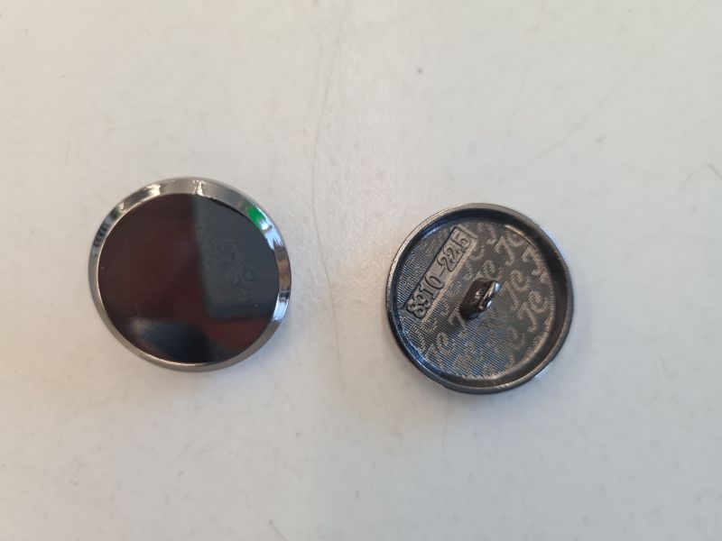 Flache Metallknöpfe mit Öse 23mm Nickel Schwarz Matt