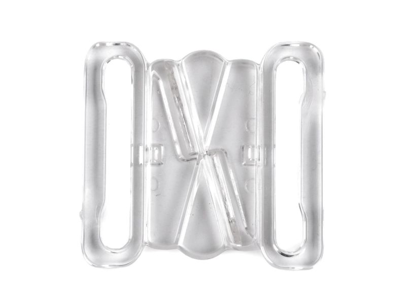 Bikini Verschluss Kreuz Kunststoff 25mm Transparent