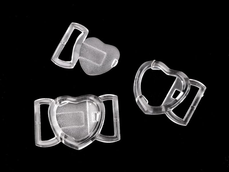 Bikini Verschluss Herzform Kunststoff 20mm Transparent