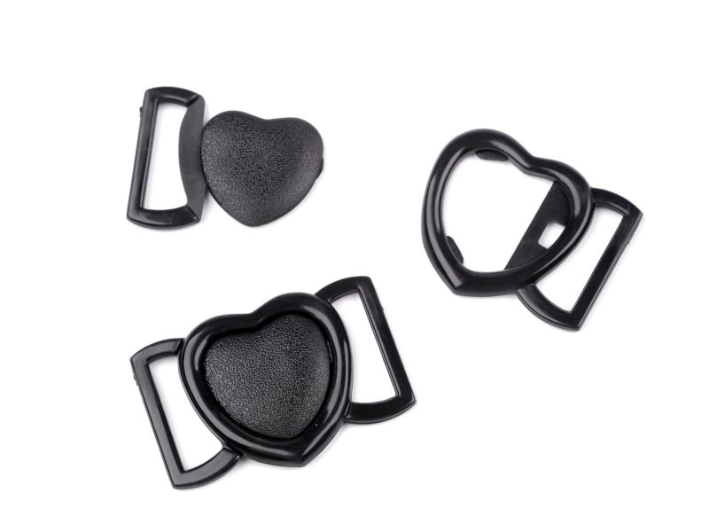 Bikini Verschluss Herzform Kunststoff 20mm Schwarz
