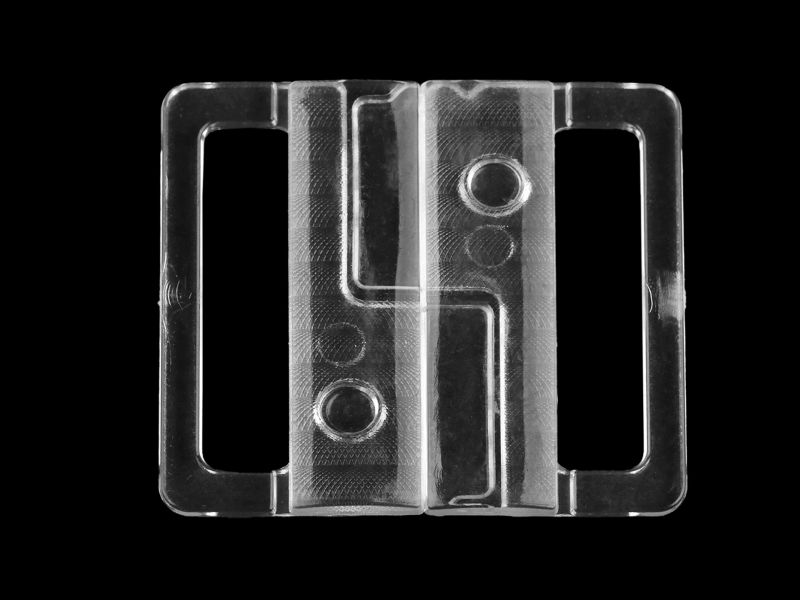 Bikini Verschluss gerade Kunststoff 25mm Transparent