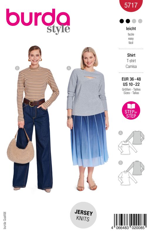 Schnittmuster Langarmshirts Burda 5717