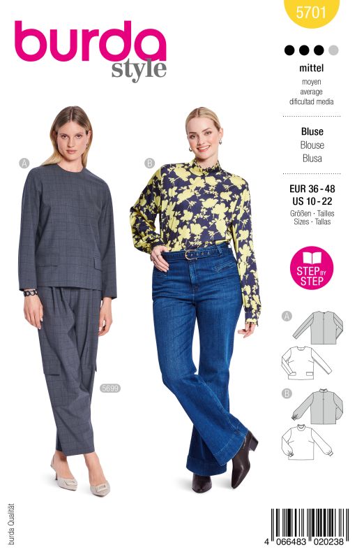 Schnittmuster Blusen Burda 5701