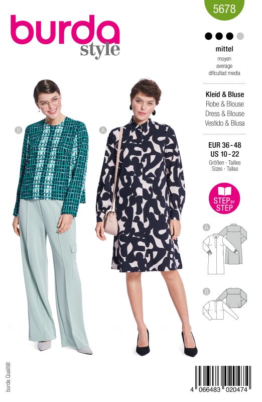 Schnittmuster Kleid / Bluse Burda 5678