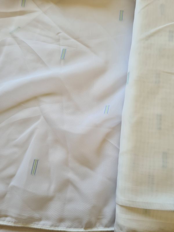 Polyster Gardine mit Grafik Blau Grün mit Gewicht 250 cm breit