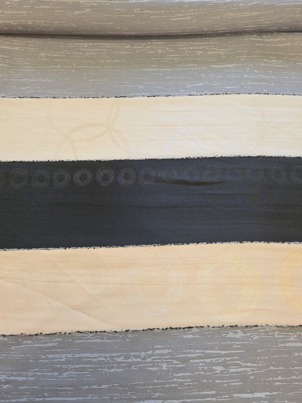 Dekostoff Jaqard Streifen Grau Creme Schwarz Creme