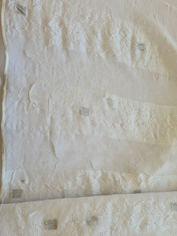 Polyster Gardine Streifen gecrusht Weiß mit Gewicht 250 cm breit