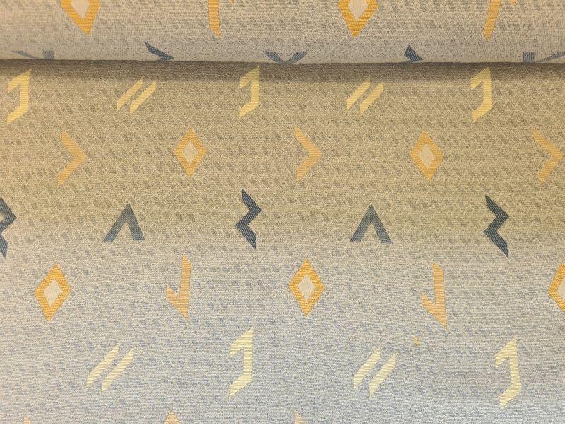 Gobelin Hellblau mit Symbolen