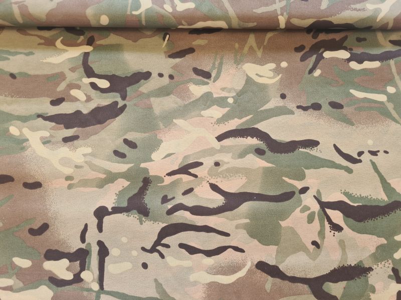 Baumwolle Oliv mit Flecktarnmuster