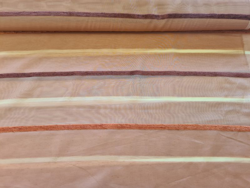 Gardinenstoff Chifon 3 Streifen Rost