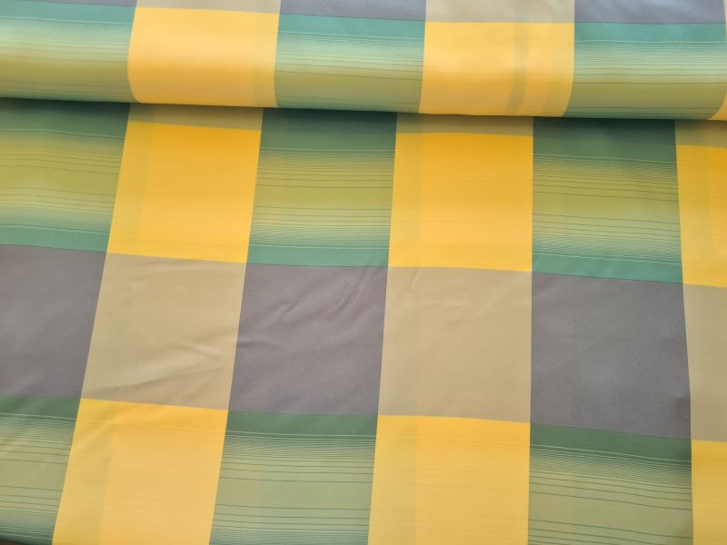 Micro Satin Karo Grün Rauchblau Gelb