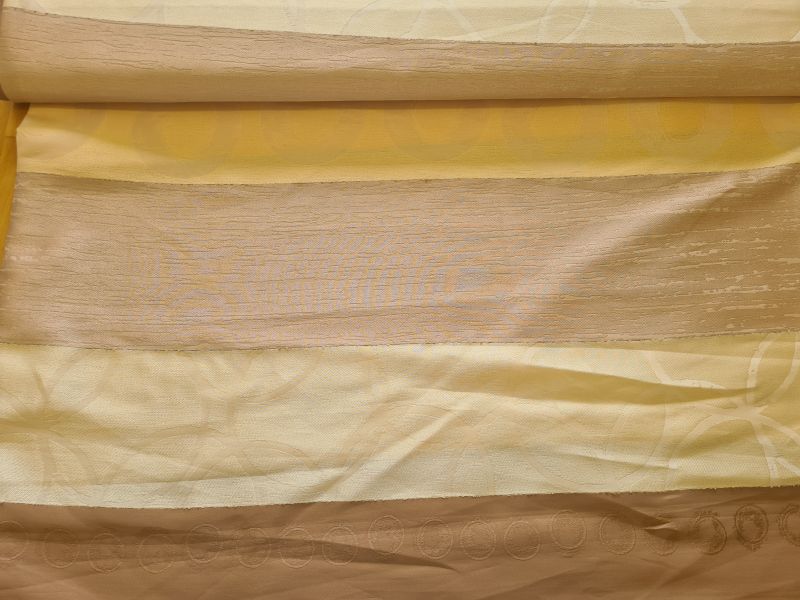 Dekostoff Jaquard Streifen Creme Hellbraun