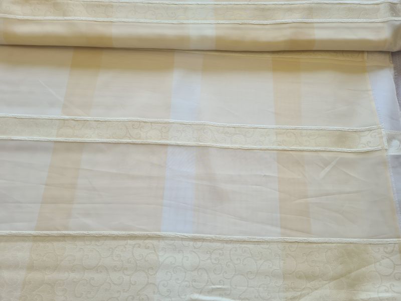 Jaquard mit Chiffon Einsatz Ecru Creme breit schmal