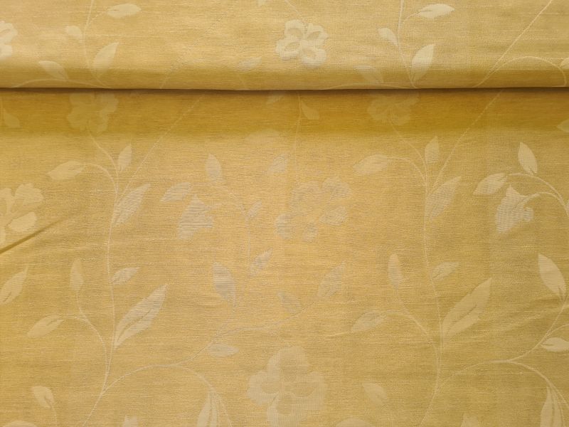 Leichter Dekostoff Jaquard Blumen Creme