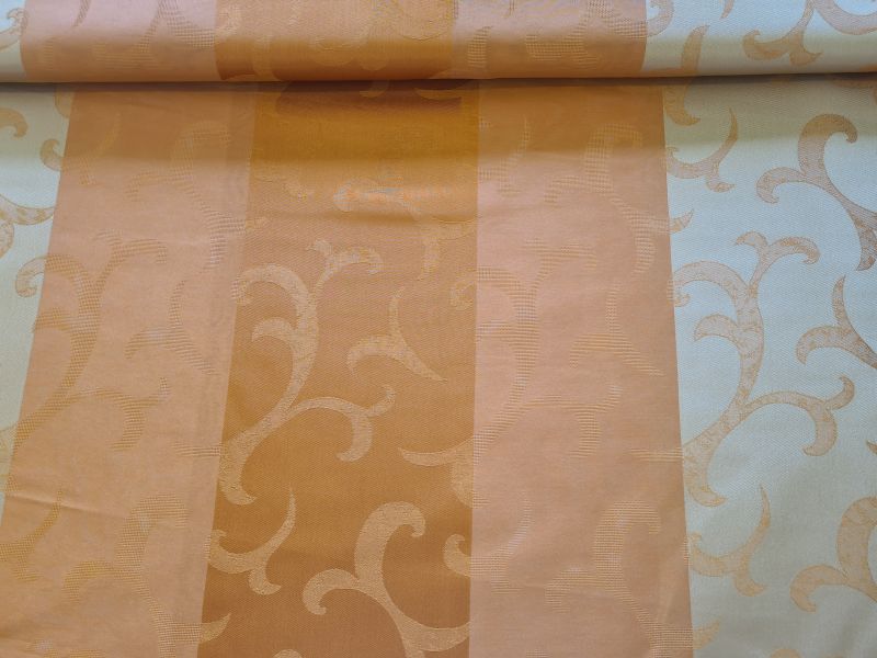 Dekostoff Jaquard Streifen mit Barokmuster Orange