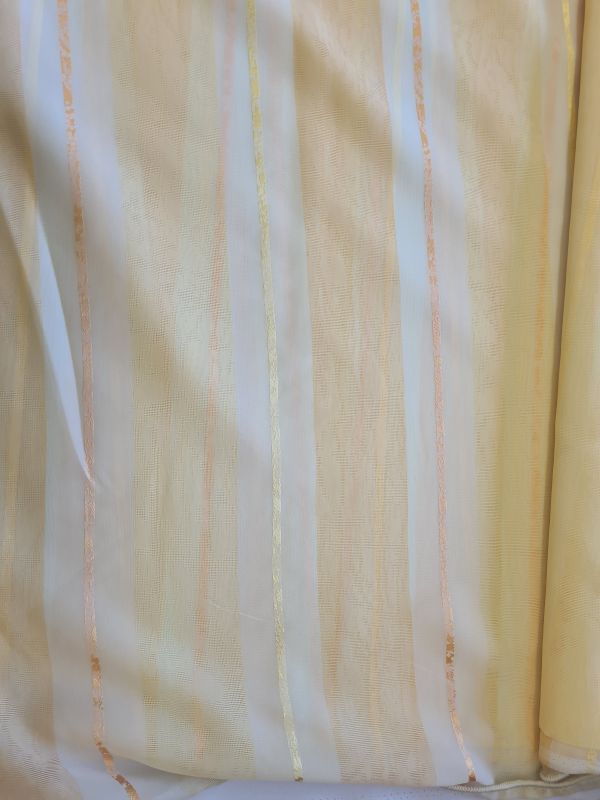 Polyster Gardine 9 goldene Streifen mit Gewicht 250 cm breit