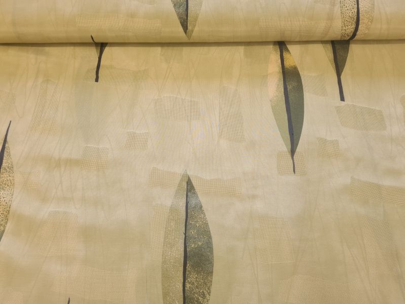 Dekostoff grün mit Blättern