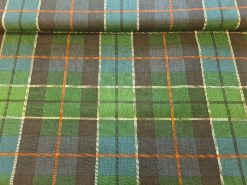 Canvas Karo Druck Grün Blautöne