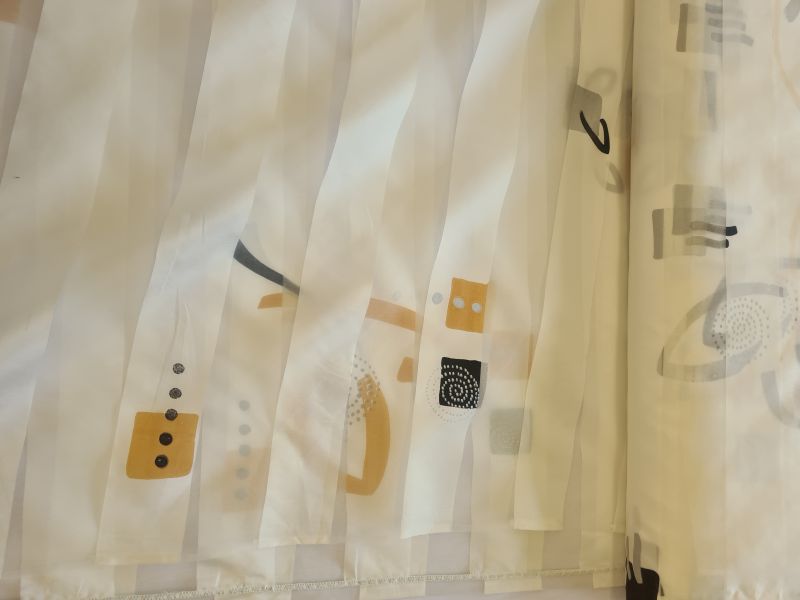 Polyster Gardine 10 Streifen und Grafik mit Gewicht 250 cm breit