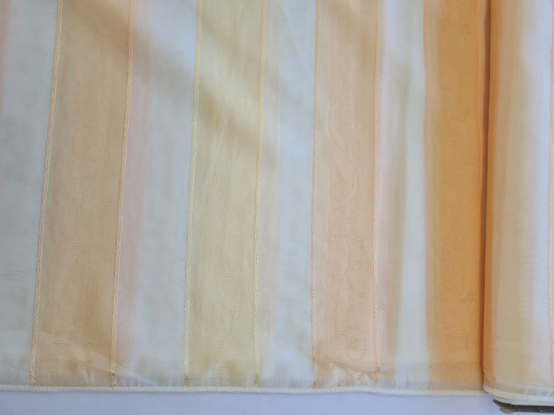 Polyster Gardine 17 Streifen Weiß Apricot mit Gewicht 250 cm breit