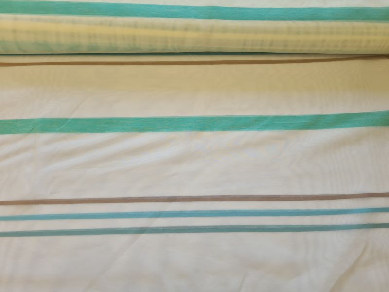 Gardinenstoff Chiffon 23 Streifen Aqua