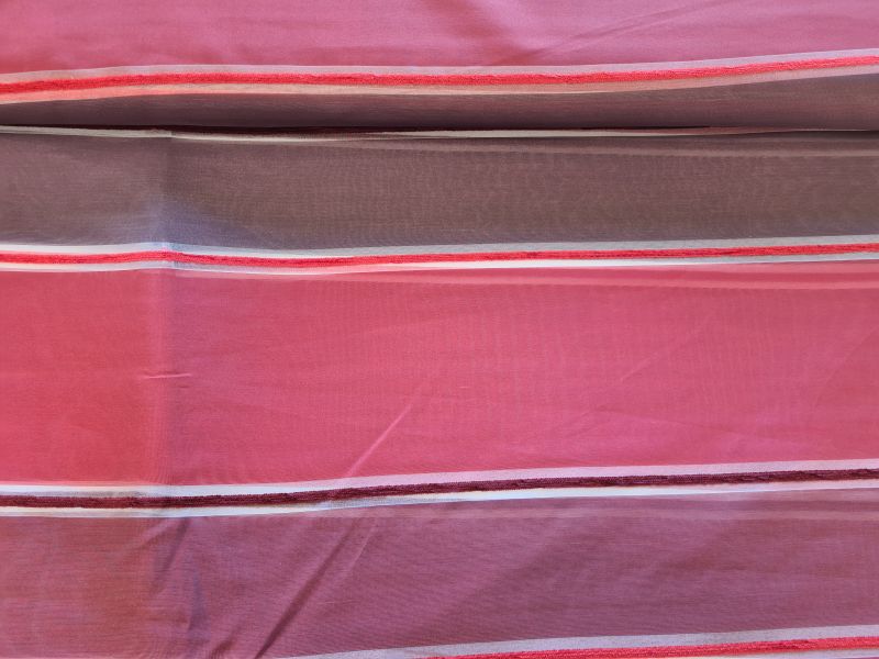 Gardinenstoff Chiffon 25 Bordaux Streifen breit schmal