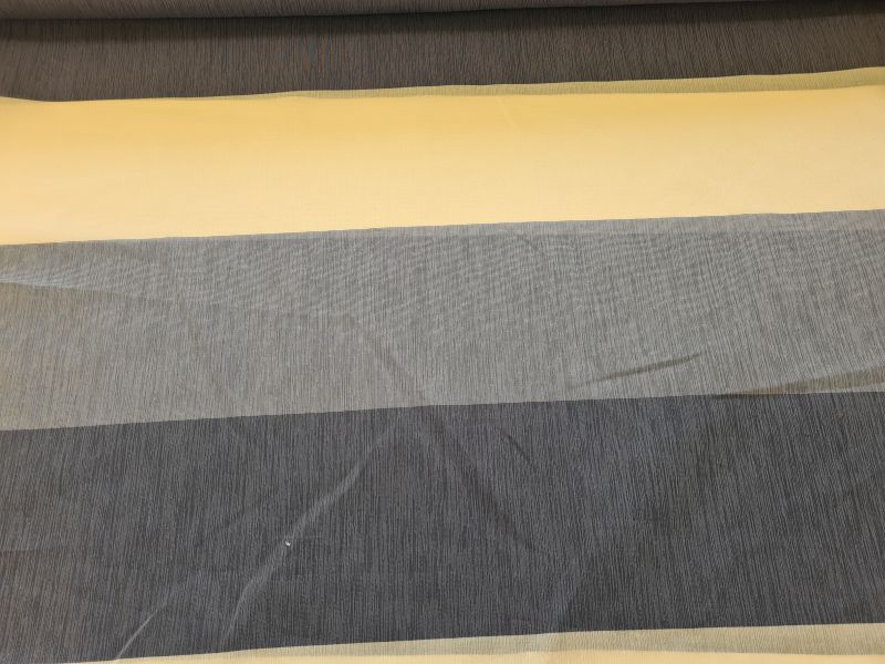 Gardinenstoff Chiffon 29 Blockstreifen Creme Hellblau Blau