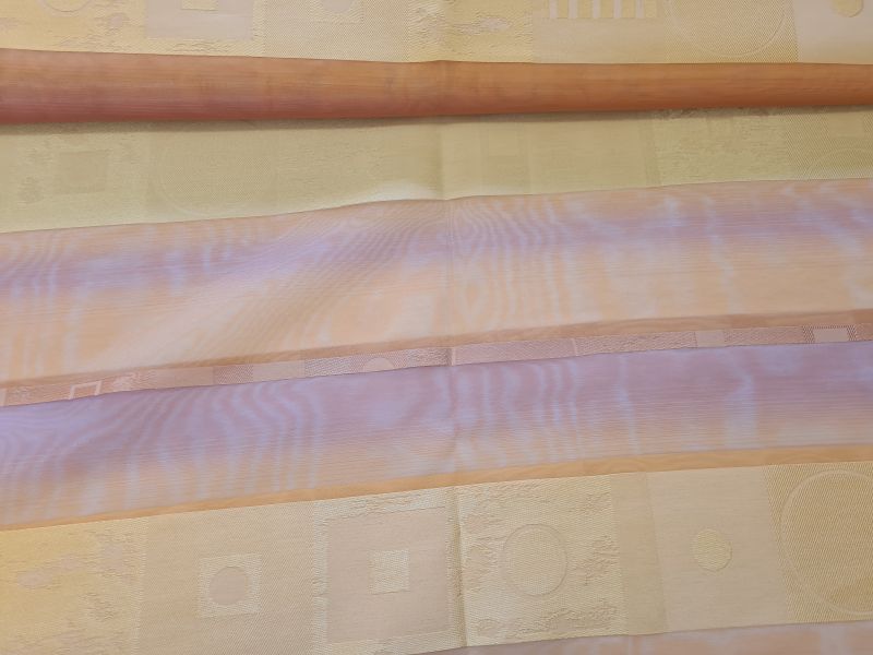 Gardinenstoff Chiffon mit Jaquard einsätzen Orangetöne