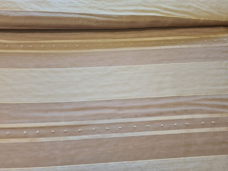 Gardinenstoff Chiffon mit Satin einsätzen Braun