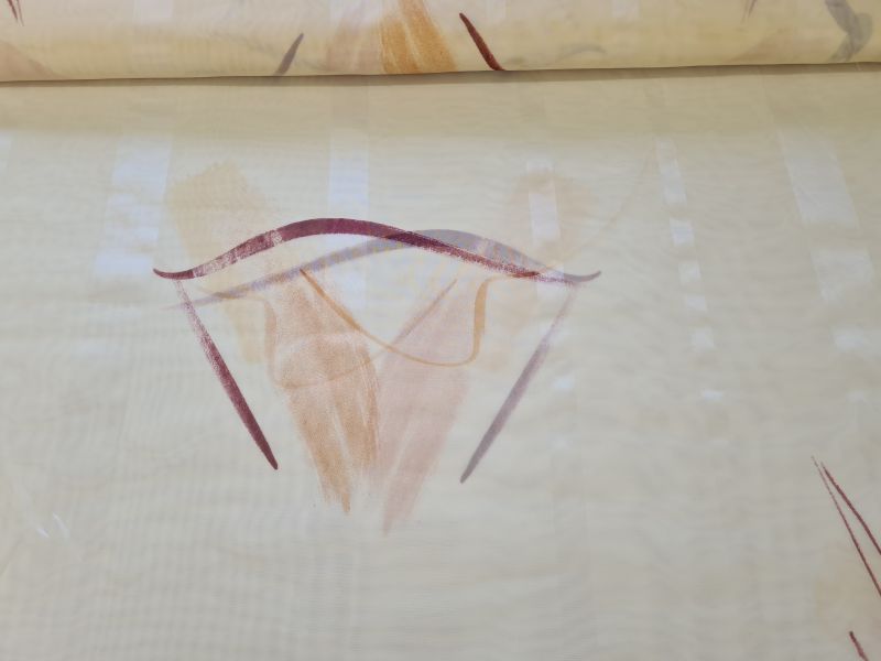 Gardinenstoff Chiffon 30 Streifen Hellgelb mit Muster orange