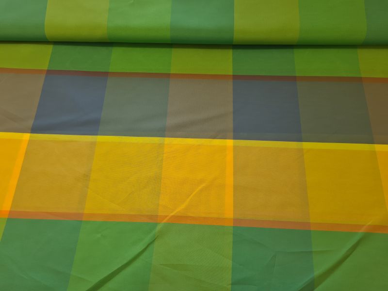 Gardinenstoff Chiffon 31 Karro Gelb Grün Blau