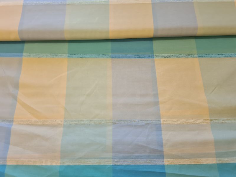 Gardinenstoff Chiffon 33 Karro mit Band Grün Gelb