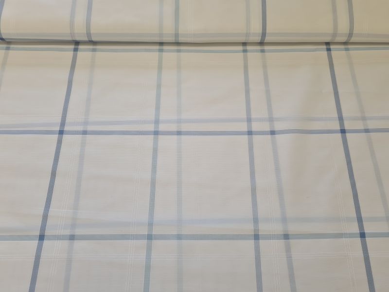 Gardinenstoff Chiffon 34 Karro Weiß Taubenblau