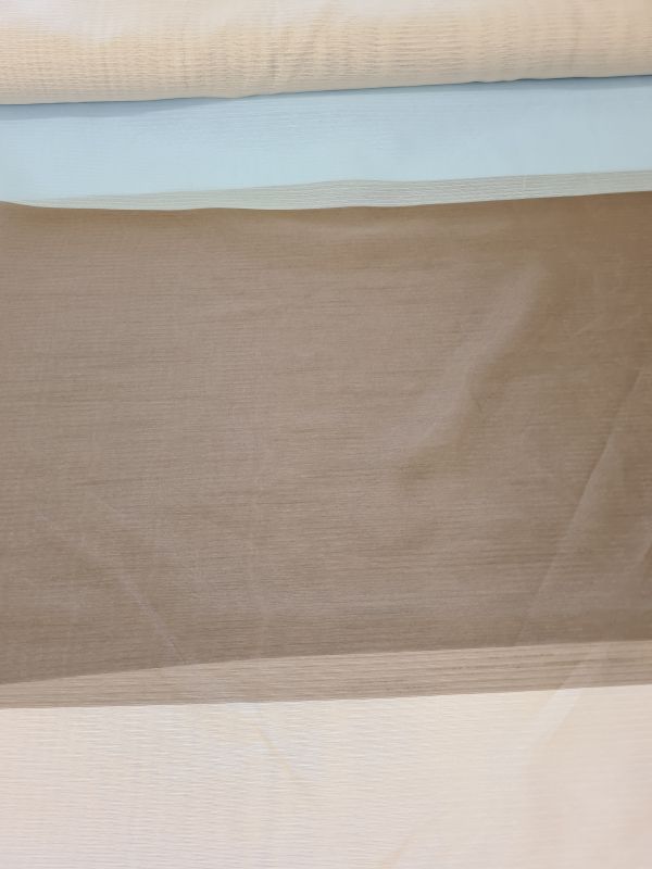 Gardinenstoff Chiffon 40 cm streifen Hellblau Braun Beige