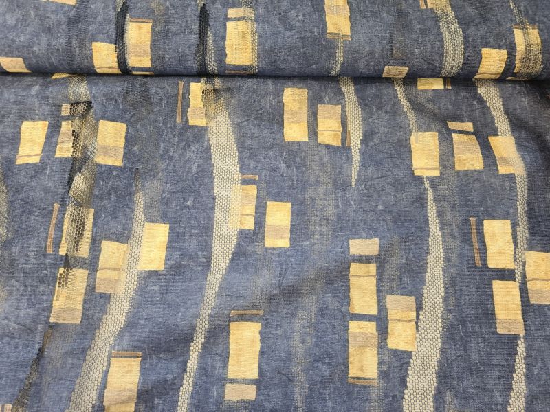 Dekostoff Blau mit Mesheinsätzen