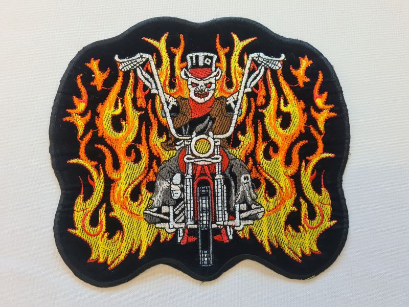Applikation/Bügelbild Motorrad Flammen groß