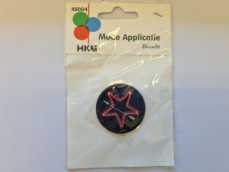 Applikation/Bügelbild HKM Kreis Stern Pfeil Schwarz