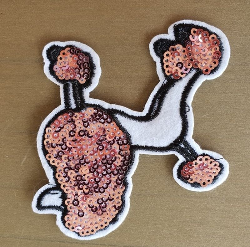 Applikation/Bügelbild Pudel mit Pailetten